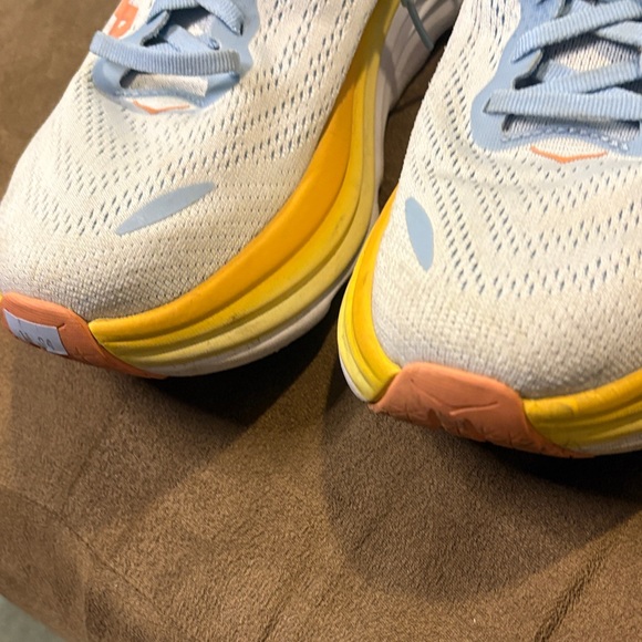 Hoka Sky Blue and Yellow Athletic Shoes - Picture 5 of 8